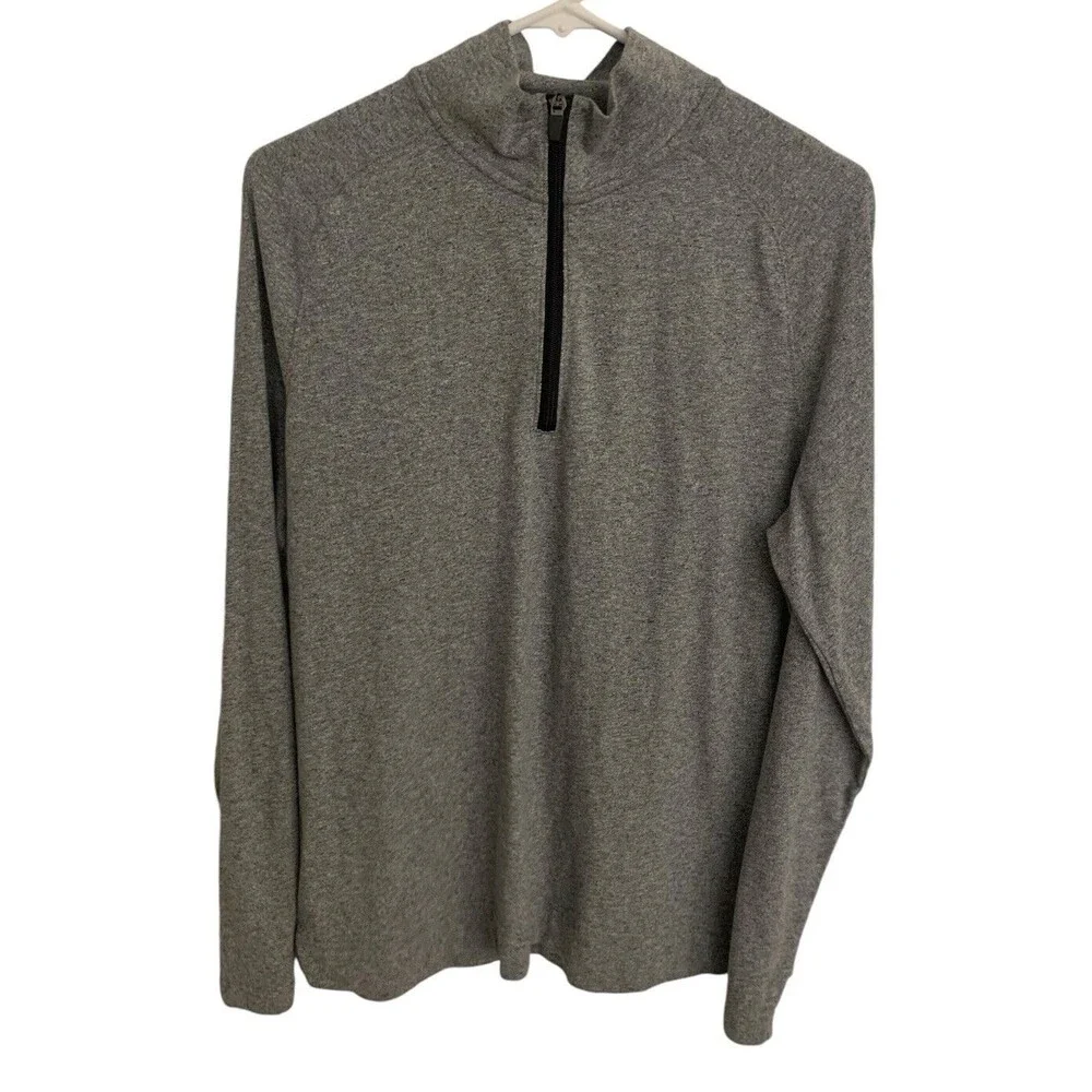 Banana Republic 1/4 Zip Long Sleeve Pullover Men's Size Medium Gray Quick Dry